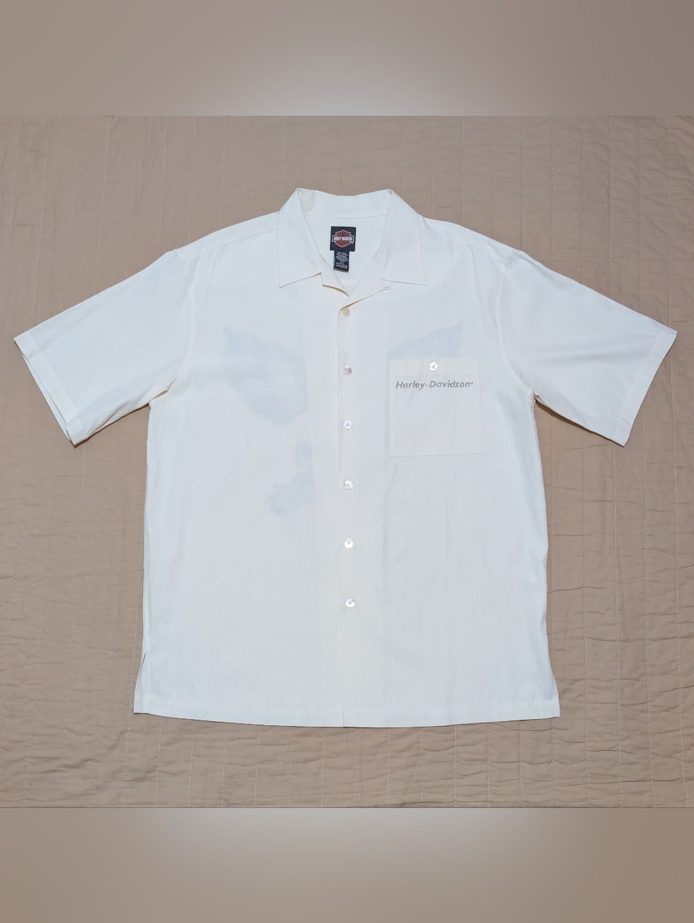 Harley Davidson Silk Blend Short Sleeve Button Front Shirt Men's